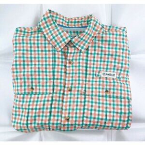 Magellan Mens Sz L Fish Gear Mag Wick Checkered Button Up Shirt Vented Back